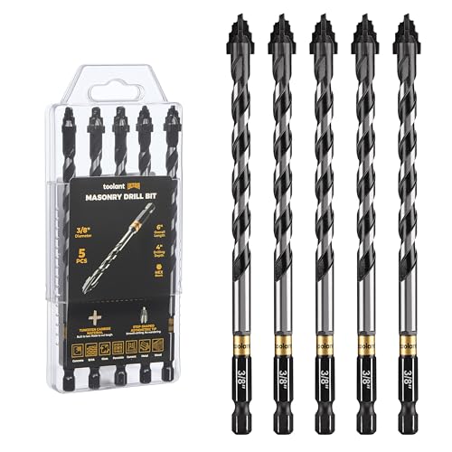 toolant 3/8" Serrated Eccentric Masonry Drill Bits, 5-Piece Set - size: 3/8"(5pcs)