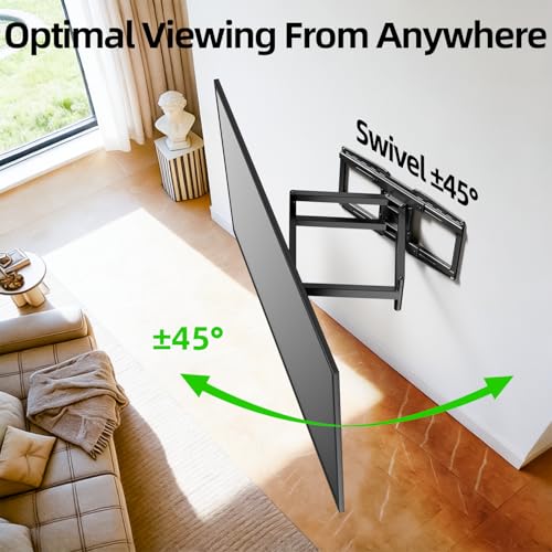 USX MOUNT 8" Sliding Design/Heavy Duty Full Motion TV Wall Mount for 32-120" TVs, Ultra-Large Dual Arm Mount for 16/18/24" Studs with Swivel,Tilt&Level/Preassembled, Max VESA 900x600 up to 165lbs - size: For 32" to 120" TVs