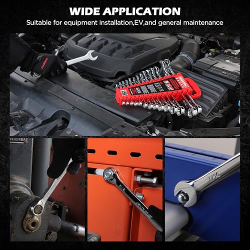 15-Piece SAE Combination Wrench Set, 1/4''–1'' 12-Point Open End and Box End Wrench Kit with Organizer, Chrome Vanadium Steel Tools for Mechanics, Garages and Workshops - style: 15-Piece Combination (SAE)