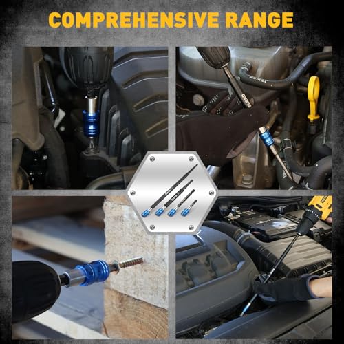 4-Piece 2", 4", 6", 12" Drill Bit Extension Set, Magnetic Screwdriver Bit Holder Extender with Aluminum Sleeve, 1/4 Inch Hex Shank Quick Release Extension Adapter, Durable CR-V Steel - style: 2"&4"&6"&12" Multi-Size