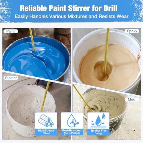 2-Pack Paint Mixer for Drill, Upgraded 4-Blade 2.76" Helix Mixing Paddle Rust-Proof Paint Stirrer, Fits All Standard Drills for 1-5 Gallon Bucket, Paints, Resin, Epoxy, Mud, and Slurry - color: 2-pack/Rainbow Gold