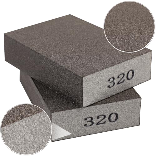 Romeda 8-Pack Sandpaper Block, 320 Grits Washable and Reusable Handmade Sanding Sponge, Drywall Sandpaper Blocks for Wooden Drywall Sheetrock and Metal Glazing - color: 320 Grits, size: 8-Pack