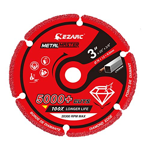EZARC Diamond Cutting Wheel 3 x 3/8 Inch for Metal, Cut Off Wheel with 5000+ Cuts on Rebar, Steel, Iron and INOX - style: 3 x 3/8 Inch