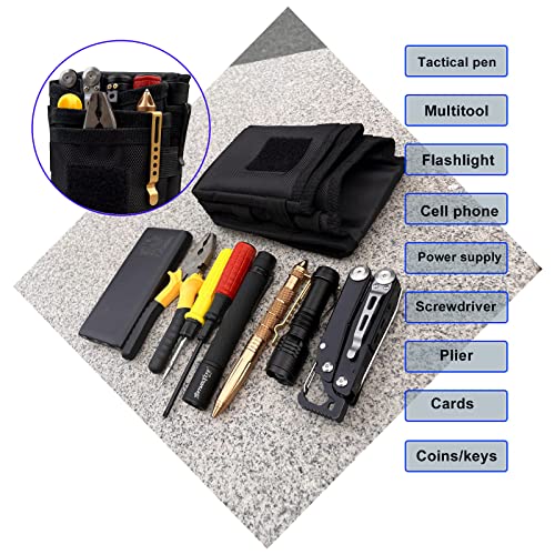 Belt Tool Pouch Holster, Multitool Organizer Pouch for EDC Gears Cellphone Case, Maezar Utility Sheath Bag, Nylon Tactical Tool Bag for Men, Small Pocket Phone Holder with D-Ring, Zipper (Loop Black)