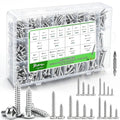 680PCS Wood Screws Assortment Kit,304 Stainless Steel Pan Head Screws, #4#6#8#10#12 Sheet Metal Screws Length 1/4" to 1-1/2",Self Tapping Screws Set - size: 681PCS-SV