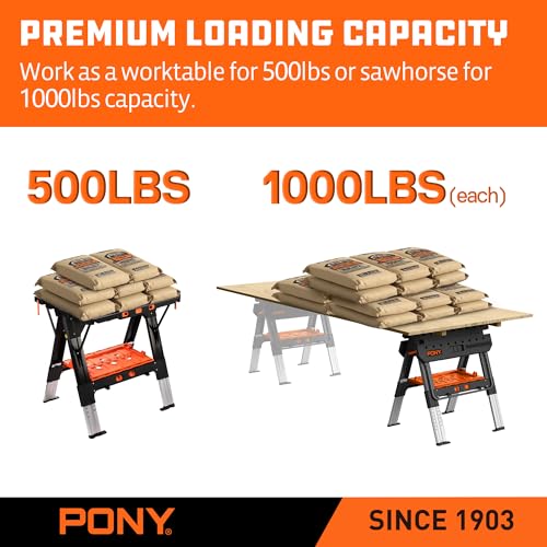 Pony Portable Folding Work Table, Workbench & Sawhorse
