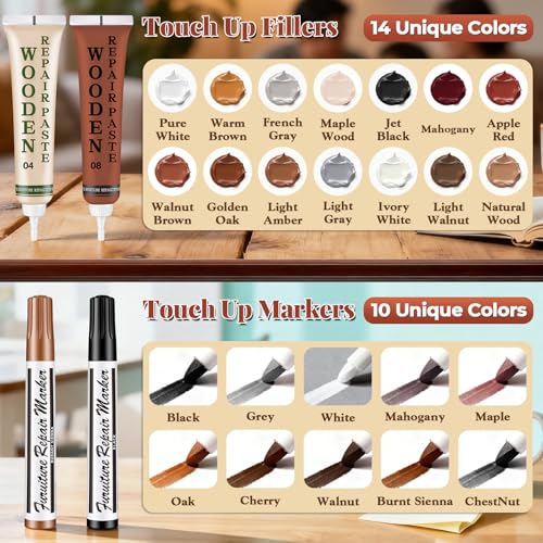 Wood Furniture Repair Kit Markers Touch Up Scratch Cover for Dark Wood