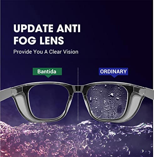 Safety Glasses Anti-Fog Eye Protection Blue Light Blocking Glasses for Women Men - color: Black&grey