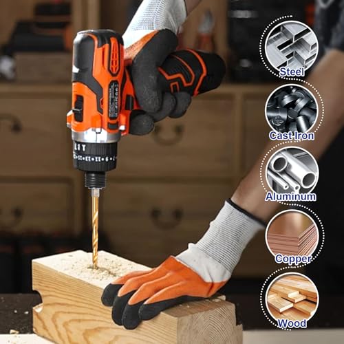 Handree 15 Pcs Hex Shank Drill Bit Set, HSS Impact Driver Bit Set for Metal, Quick Change Design, Titanium Twist Drill Bits for Steel, Aluminum, Copper, Plastic, Sizes from 1/16" to 3/8" - size: 1/16" to 3/8" (15 pcs)