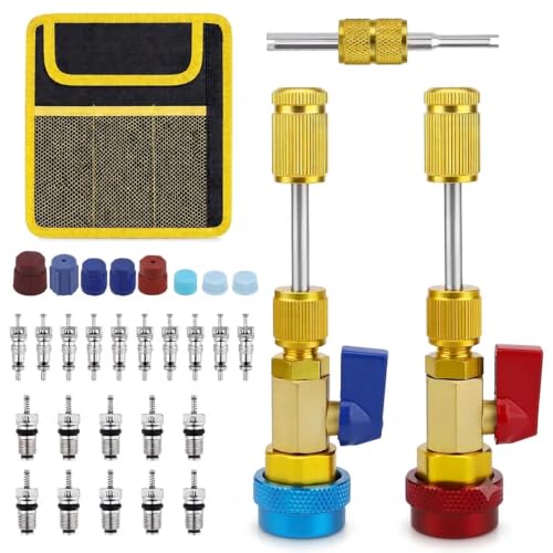 31PCS R134a Valve Core Removal Tool Kit for HVAC A/C, Fits Schrader & JRA