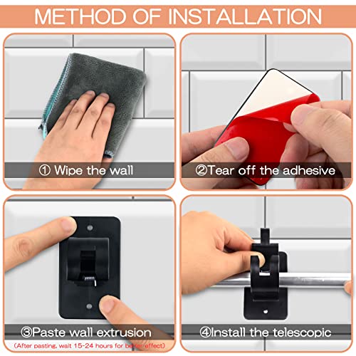 CIEMGNZOC 6-Pack Curtain Bracket Holders, Universal Self-Adhesive Wall Mounts, Fits 0.6'' to 1.5'' Rods, Black - color: 6 Pcs Black