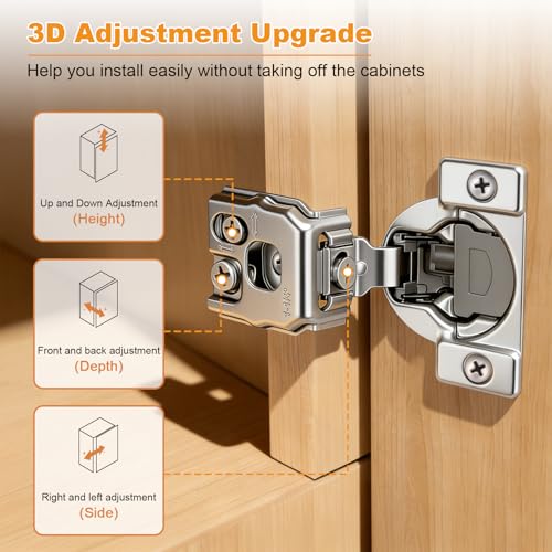 Probrico 10 Pack 5 Pair 1-1/4 inch Overlay Soft Close Cabinet Hinges Hidden Door Hinge for Kitchen Cabinet Hinges Concealed Self Closing Face Frame for Cupboard, Wardrobe, 105 Degree Opening Angel - size: 1-1/4 Inch