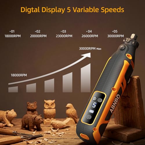 Mini Cordless Rotary Tool,5-Speed 30000RPM,Power Rotary Tool Kit 4V Type-C Charging with Digital Display, 100 Accessories for Sanding,Polishing,Engraving,Carving, DIY Crafts (Yellow) - color: Yellow