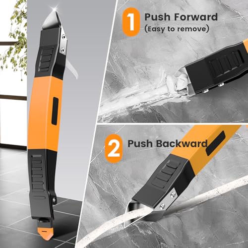 6 in 1 Silicone Caulking Tool Kit, Caulk Grout Remover Tool (Orange) - color: Orange