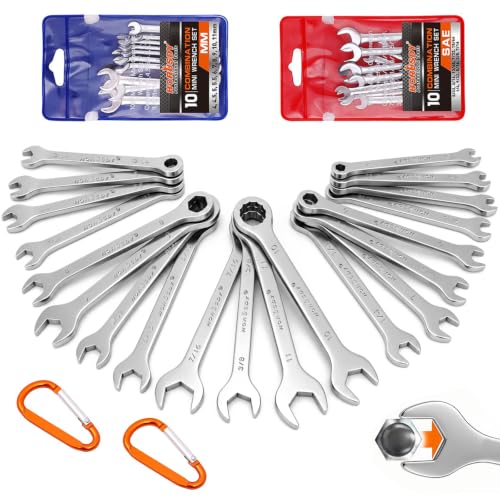 HORUSDY 20-Piece Mini Wrench Set, Small Wrench Set, Metric and SAE Mini Combination Wrench Sets - style: 20-Piece Mini Wrench SetMetric&SAE)