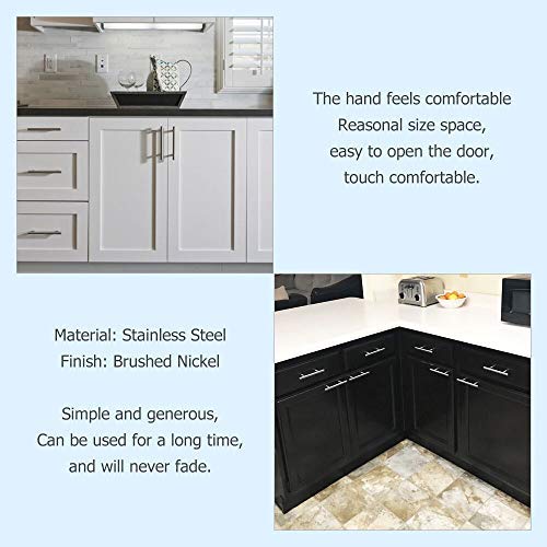 homdiy 15 Pack Brushed Nickel Cabinet Hardware Cabinet Pulls - HD201SN Cupboard Handles Modern Cabinet Door Handles 7-1/2inch Hole Center Modern T-Bar Pulls - color: Brushed Nickel, size: 7-1/2in hole centers