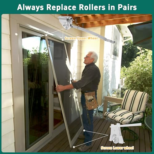 4 Pack Sliding Screen Door Roller Assembly 1-1/4" Nylon Concaved Wheels - size: 2 Upper Rollers + 2 Lower Rollers