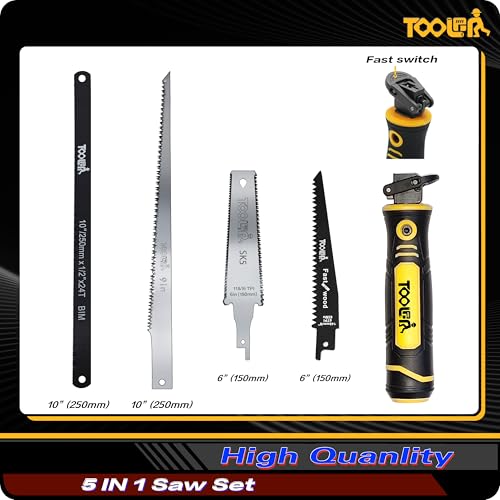 5-In-1 Multi-Blade Handsaw for Woodworking Tools (Japanese/Drywall/Hacksaw) - color: 5-in-1 Yellow