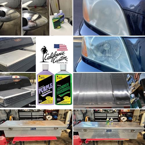 CALIFORNIA CUSTOM – Purple Metal Polish & Aluminum Deoxidizer Kit, No Silicone, Body Shop Safe, Great for Aluminum, Brass, Copper, Chrome, Silver, Stainless and Gold