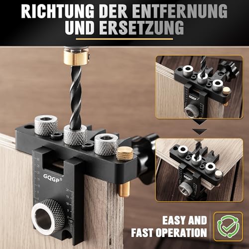 3-in-1 Dowel Jig Kit, Self Centering Doweling Jig for Straight Holes, Woodworking Adjustable Width Drill Guides Locator, Woodworking Joints Tool with 5/16", 3/8", 19/32" Drill Bits - size: Portatile, style: 3 in 1 Pocket Hole Jig