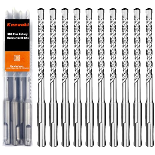 SDS Plus Rotary Hammer Drill Bit Set - 10-Piece 5/16" x 6" Concrete Masonry Drill Bits for Brick, Cement & Stone - Durable Alloy Tip, Fast Drilling - size: 5/16" x 6"
