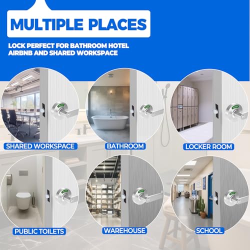 MUTEX Large Grade 2 Commercial Privacy Indicator Lock - Drop-in Replacement, Heavy Duty Door Levers for Restroom and Bathroom, Keyless Lock, Fits Standard Door Sizes, ANSI Grade 2 - Silver
