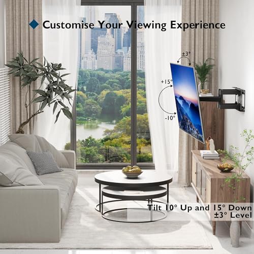 BONTEC Full Motion TV Wall Mountfor 23-70 Inch TVs, Swivel Tilt Dual Arms - size: 23-70 Inch