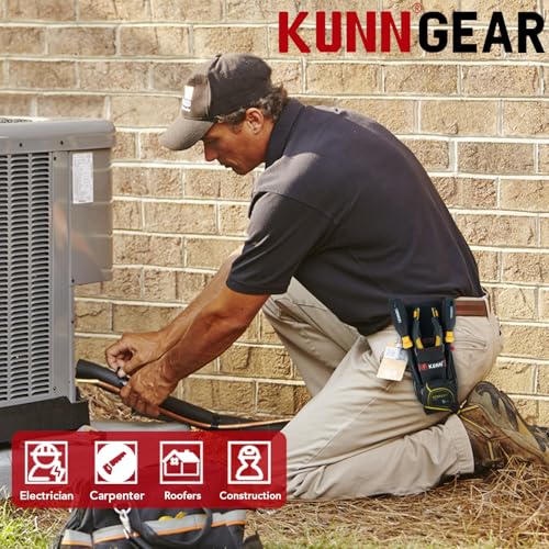 KUNN Small Tool Pouch with Belt Clip Utility 4-Pocket Pouch Holster Lightweight Small Tool Belt Pouches for Carpenters, Technicians