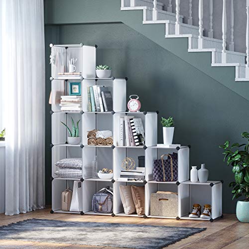 C&AHOME 16 Cube Storage Organizer Cube Shelves Units Storage Cubes, White - color: Transparent White