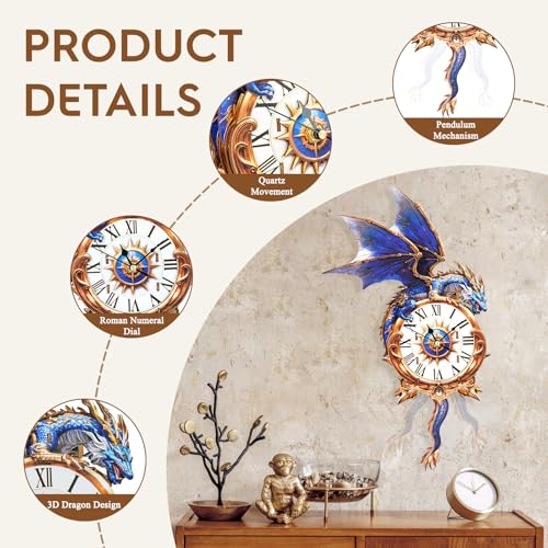 3D Wooden Puzzles for Adults-Blue Dragon Clock Puzzle-Adult Crafts - color: Blue Dragon Clock