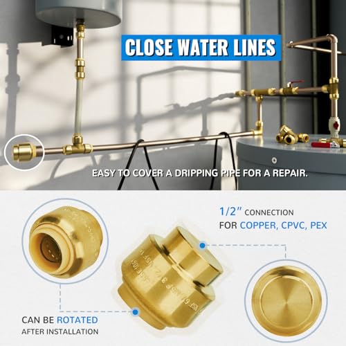 SUNGATOR 1/2 Inch End Cap, 12-Pack, Push-to-Connect Plumbing Fittings - size: 1/2 Inch, 12 Pack