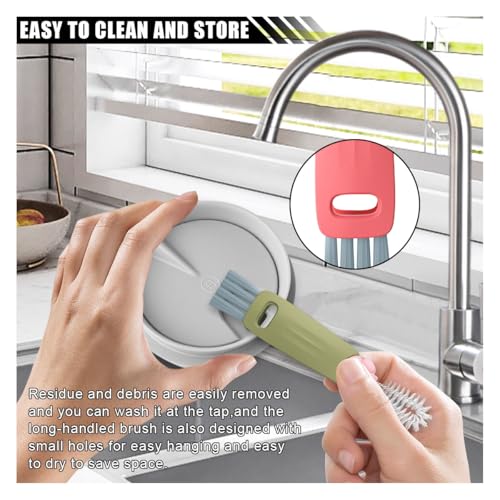 JOYCOURT 3 in 1 Cup Lid Cleaning Brush Set, Multifunctional Bottle Gap Crevice Cleaner Brush, Portable Cup Mouth Scrubber Tools for Bottle Tight Spaces (6PCS) - size: 6PCS
