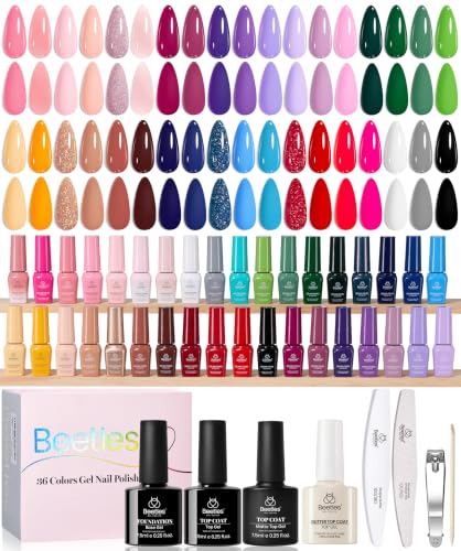 Beetles Gel Nail Polish Set, 36 Colors Pink Purple Red Green Blue Brown - color: Shifting Lights - 36 Colors