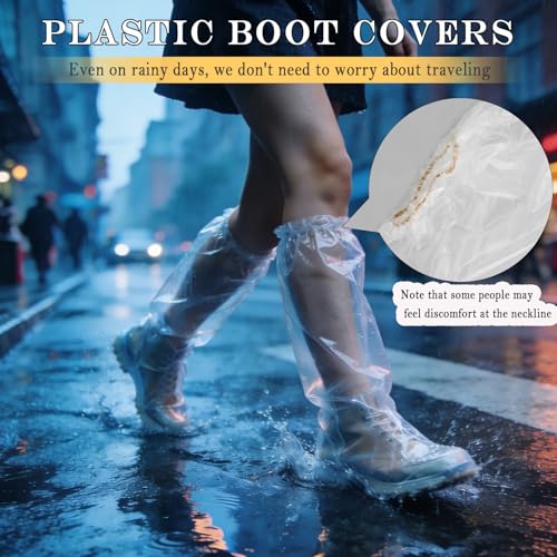 12 Pcs Individually Packaged Extended Length Rain Shoe Covers for Adults, Disposable Portable Plastic Shoe Covers for Rain, Perfect for Adults, Mud, and Theme Parks (Adults, L 12Pcs) - size: Adults L 12Pcs