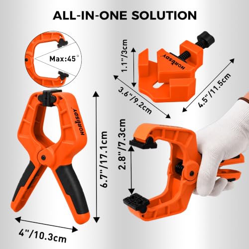 10-Piece Bar Clamp Set for Woodworking, 4 x 6-inch & 2 x 12-inch One-Handed F Clamp/Spreader, 132 lbs Load Capacity, Includes Spring Clamps & 90° Angle Clamp, Quick-Release Grip - color: 10pcs 132lbs 6"&12" Orange