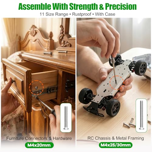 140 Pcs M4 Phillips Pan Head Long Machine Screws Kit, 304 SS | For Electrical Outlet, Switch Plate, Junction Box, Furniture Repair, Long Sizes (12mm-60mm), Storage Box, Anti-Rust - size: 140Pcs M4*12/16/18/20/25/30/35/40/45/50/55/60mm