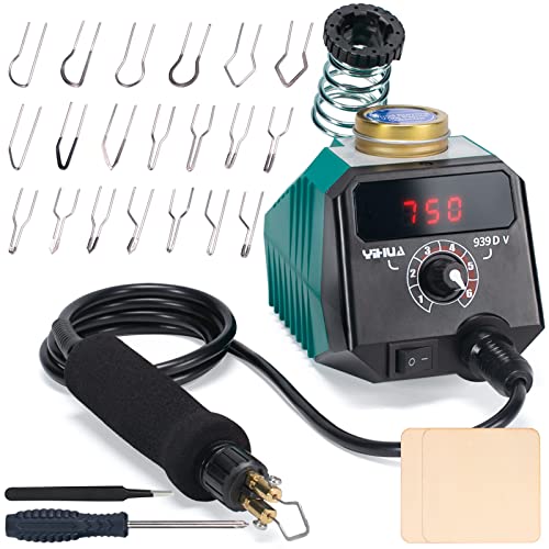 YIHUA 939D-V Wood Burning Kit with Digital Display with 20 Wire Nibs, Detachable Wood Burning Pen, 2 Wood Pieces, Tweezers used as Wood Burning Tool