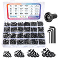 1800PCS Metric Screw Assortment, Metric Bolt Assortment Kit M2 M3 M4 M5 Machine Screws with Lock & Flat Washers, Grade 10.9 Alloy Steel Hex Socket Button Head Black Screws Nuts and Bolts Kit (Black) - size: M2M3M4M5 1800PCS (Black)