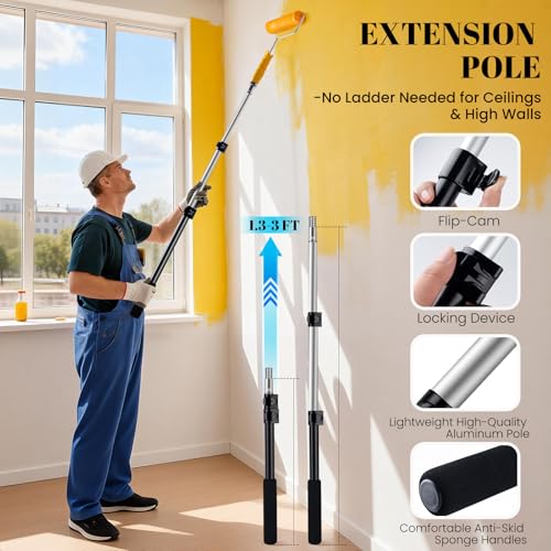 Mister Rui Paint Roller Kit with Extension Pole 20 Pieces Painting Kit
