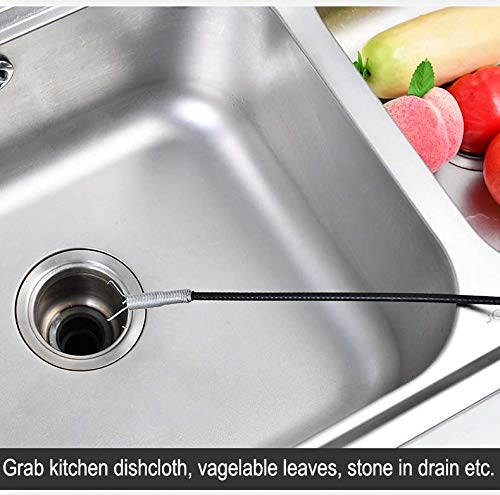 Drain Snake Drain Clog Remover Flexible Grabberable Pick Up Cleaning Tool Reacher Claw Stick, Drain Auger Grab Trash Hairs from Drain,Sink,Bathroom Tub Toilet Hose (79 Inch Drain Snake Tool) - style: 79 Inch
