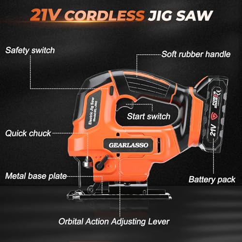 Cordless Jig Saw 21V Brushless 4 Orbital Bevel Cuts Variable