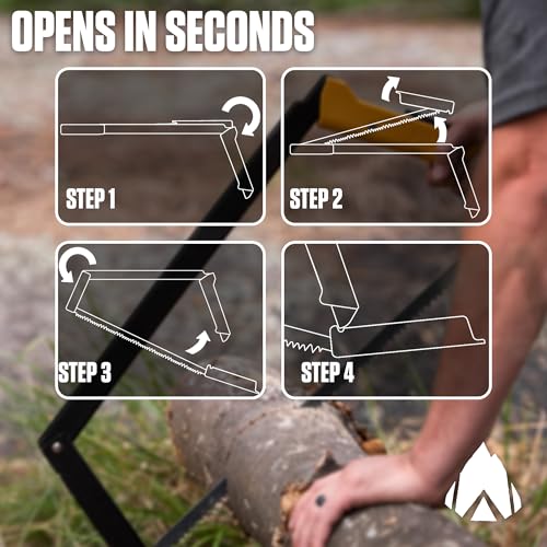 AGAWA - BOREAL21 Backwoods Kit - Includes 21" Folding Saw, Leather Sheath, 21" All-Purpose & 21" Aggressive Saw Blade - For Camping, Hunting & Survival Kit (Black Frame/Yellow Handle) - size: 21" Inch