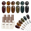 GAOY Dark Gel Nail Polish Set, 6 Color Milky Jelly Brown Green Black UV Gel | Blooming Effect, Buildable Color, UV Lamp Required, Long Lasting, Easy to Apply, Salon Manicure at Home - color: Dust Theory