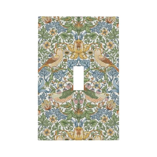 William Morris Strawberry Thief Single Toggle Light Switch Cover Plate - color: Strawberry Thrushes, size: 1-Gang Toggle