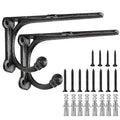 Shelf Brackets with Hooks 6 Inch, Heavy Duty Floating Shelf Bracket, Cast Iron Shelving Brackets for DIY Wall Shelves, Rustic Shelf Brackets, 2 Pack - size: 2 Pack 6'' Bracket