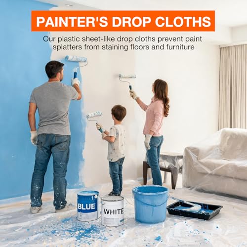 King Origin Plastic Drop Cloths 10 Pack, 9x12 Ft - color: 9x12 Ft, 10 pcs