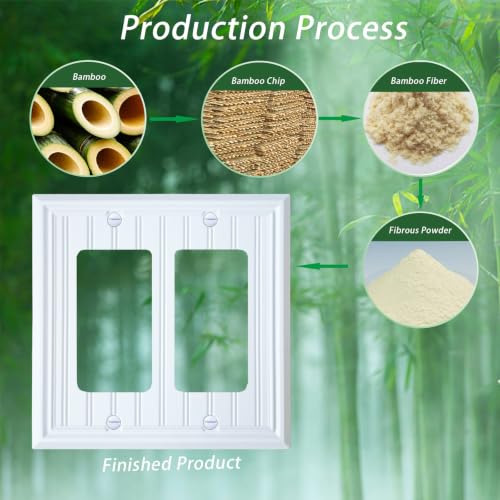 White Natural Material Double Decorator Outlet Cover Wall Plate(2-Pack) - size: Double Decorator