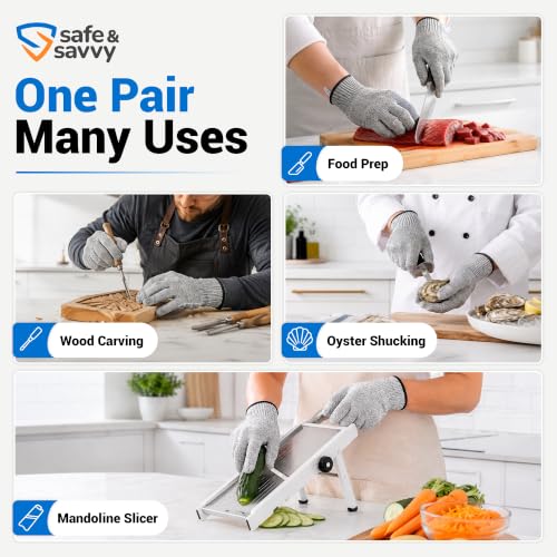 A5 Cut Resistant Gloves, Food Grade Kitchen Safety Gloves - color: Gray, size: Large
