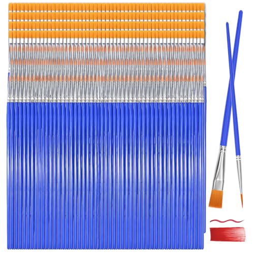 Smallbudi 300 PCS Small Paint Brushes Bulk for Kids Classroom - size: 150Flat+150round