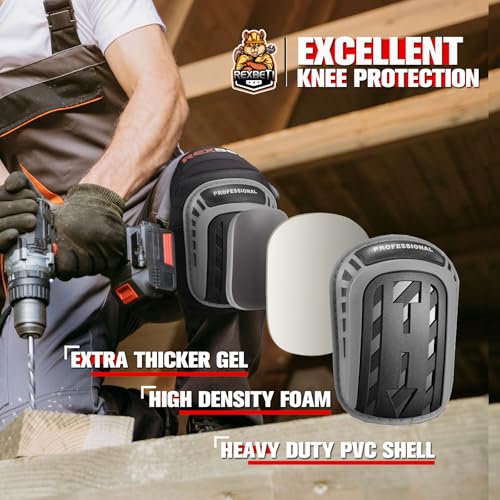 REXBETI Knee Pads for Men, Anti-slip Construction Gel Knee Pads for Work - color: Gray